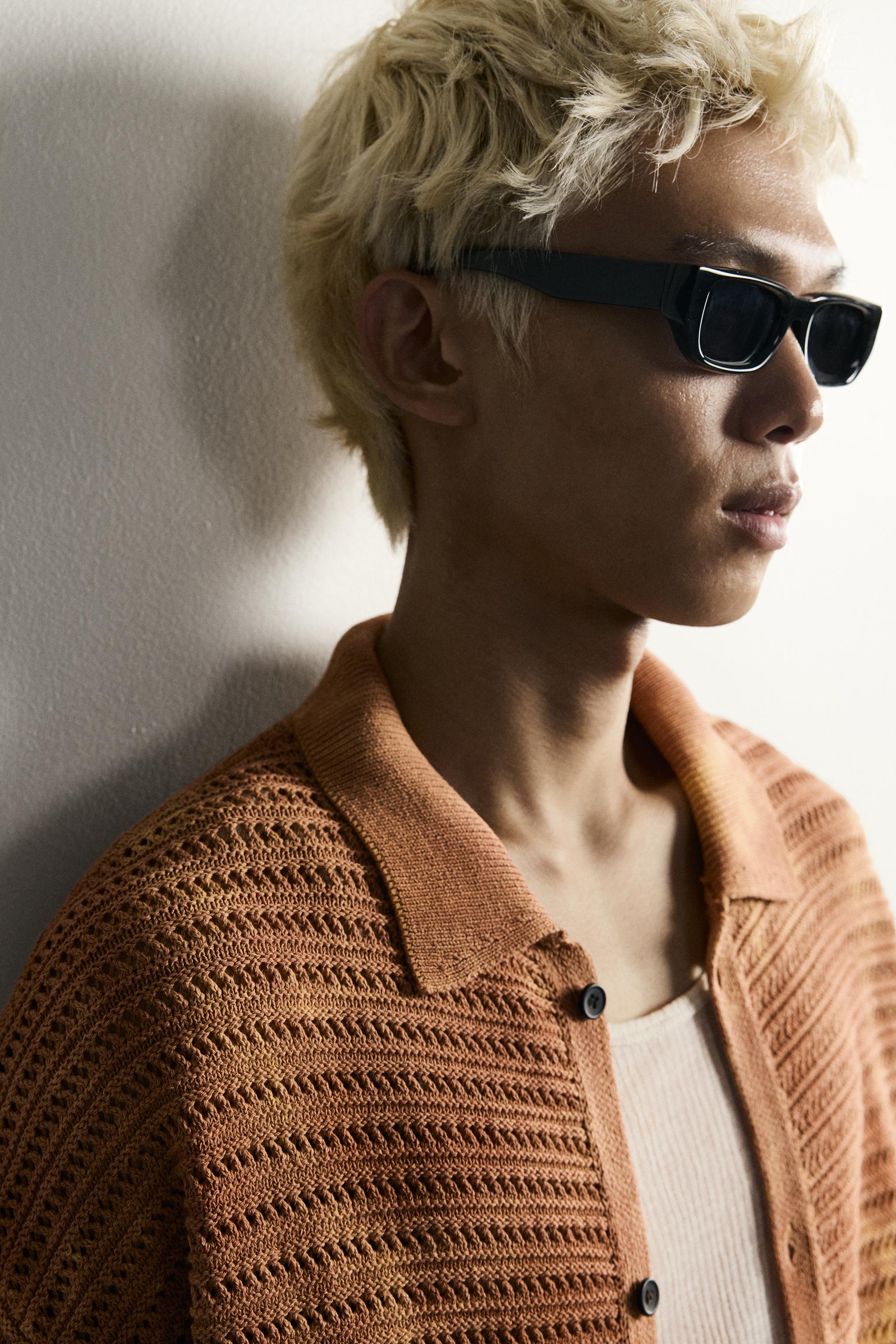 WASHED EFFECT RELAXED FIT KNIT SHIRT